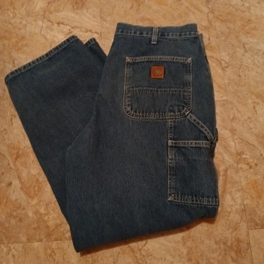 Carhartt‎ Jeans Mens Workwear Denim Carpenter Pants Blue B13 DST - 38x32 (36x30)
